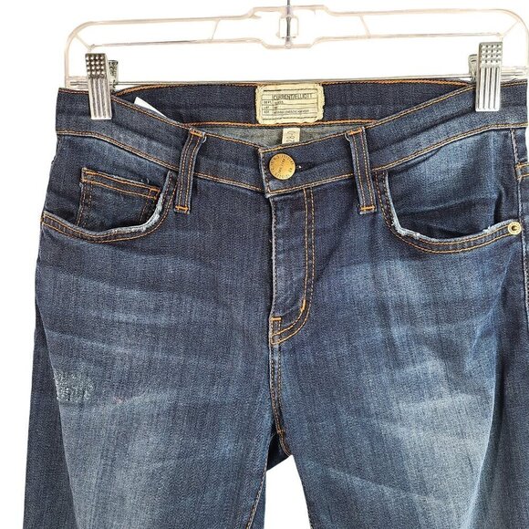 Current Elliot Stilleto Typhoon Destroy Dark Wash Distressed Denim Jeans - Picture 4 of 10